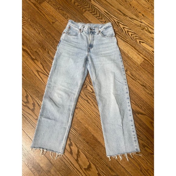 LEVI'S Raw Hem High Rise Loose Fit Straight Leg Dad Jeans - Size 24 - Picture 2 of 10